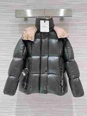 Moncler Short Puffer Down Jacket Black With Pink Hood Lining